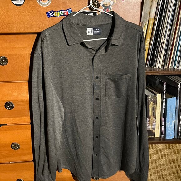 Ben Hogan Soft Knit Button-Up Shirt – Charcoal (Men’s L) NWT - Picture 1 of 4